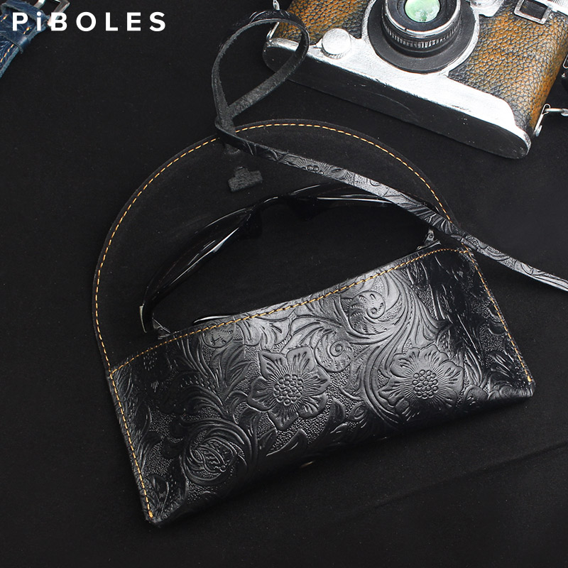 Portable Glasses Case Cover Soft Genuine Leather Sunglasses Holder Pouch Eyeglasses Bag Reading Glasses Box With String For Men
