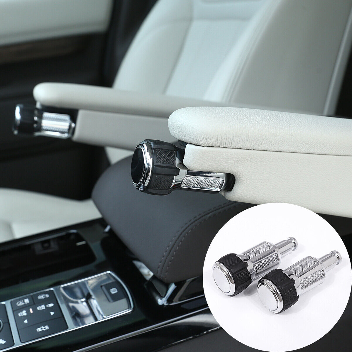 Car Aluminum Alloy Internal Seat Armrest Box Adjustment Knobs Replacement for Land Rover Range Rover Sport L320 2005-13