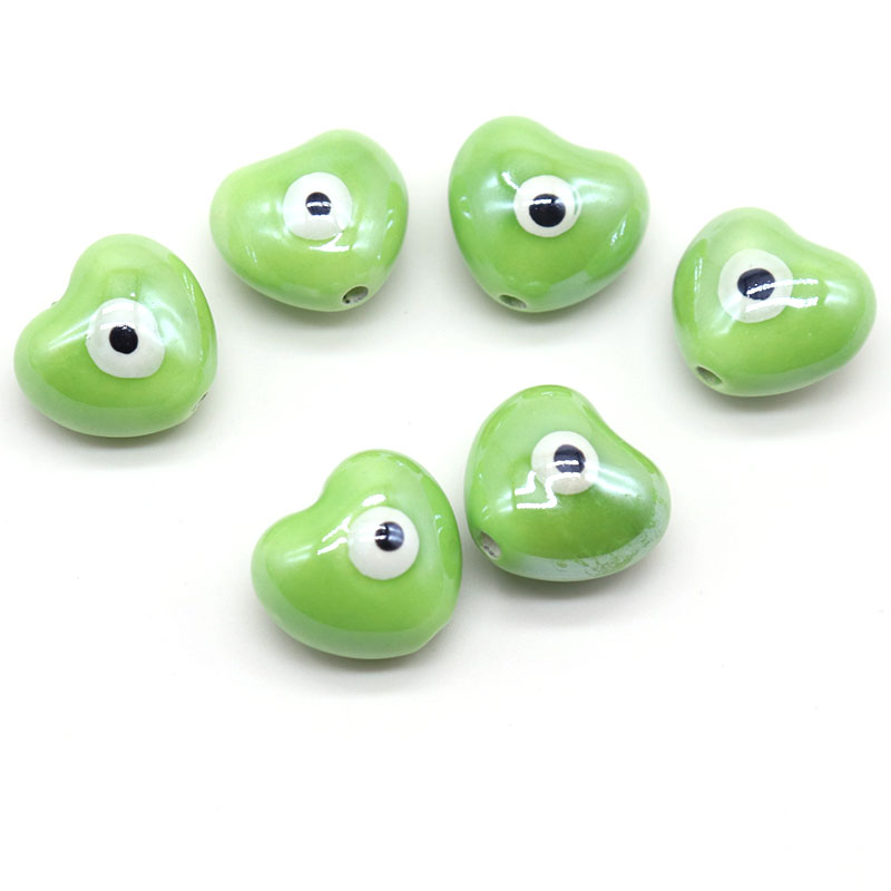 Heart Evil Eye Ceramic Beads For Jewelry Making Necklace Bracelet 17x15mm Love Shape Porcelain Spacer Bead Accessories