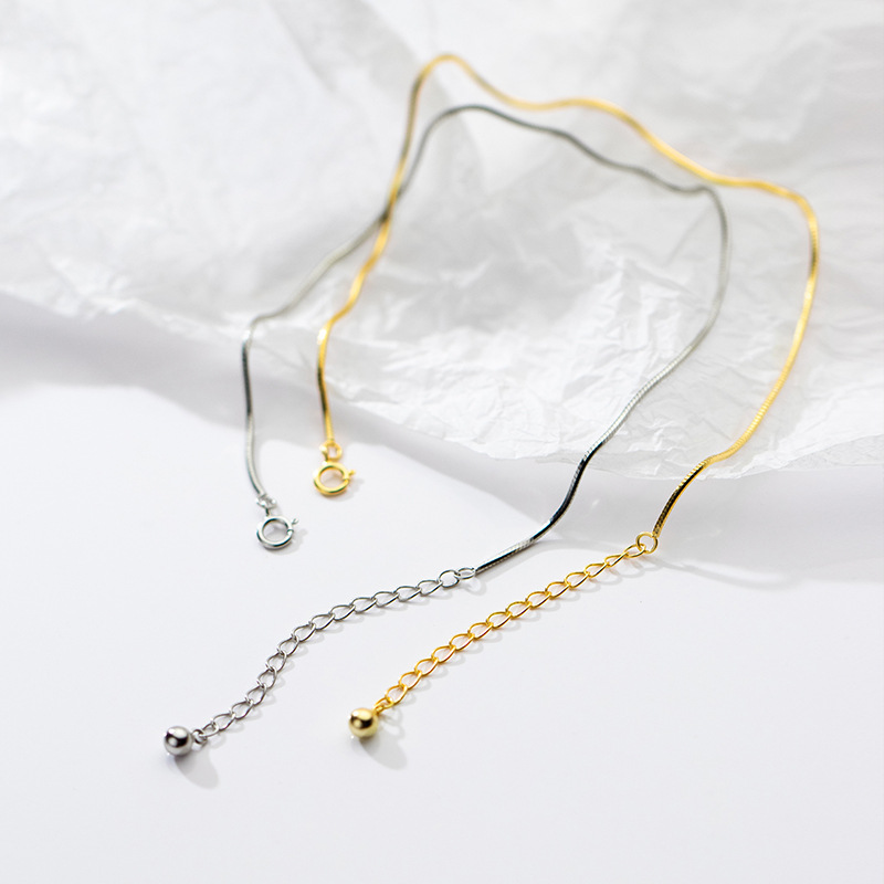KAMIRA Real 925 Sterling Silver Vintage Simple Snake Bone Chain Anklet for Women Party Classic Elegant Foot Popular Fine Jewelry
