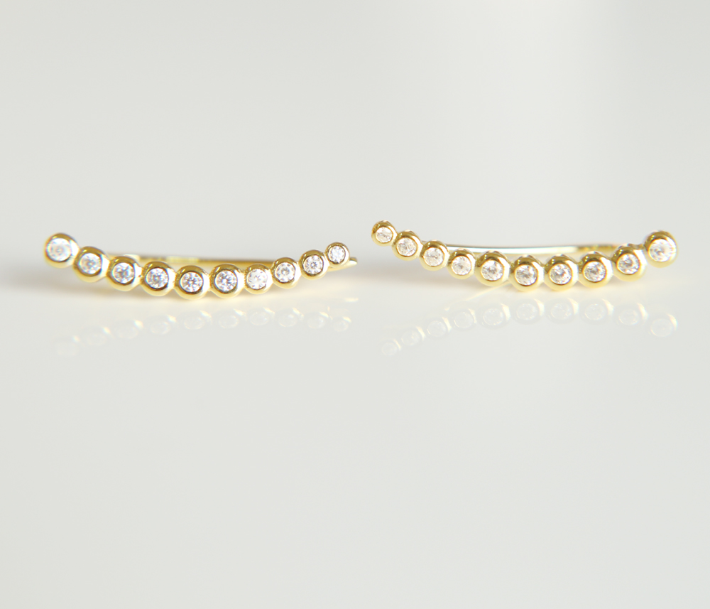 New Arrival best friends 925 sterling silver sweep cz long wire thread ear climber women Climber 925 silver earring