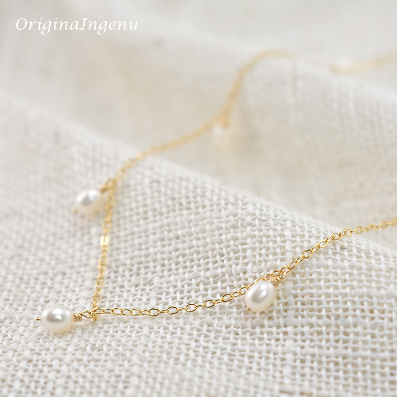 Real 14K Gold Filled Natural Pearl Necklace Gold Choker Handmade Pendants Collier Femme Kolye Collares Boho Jewelry for Women