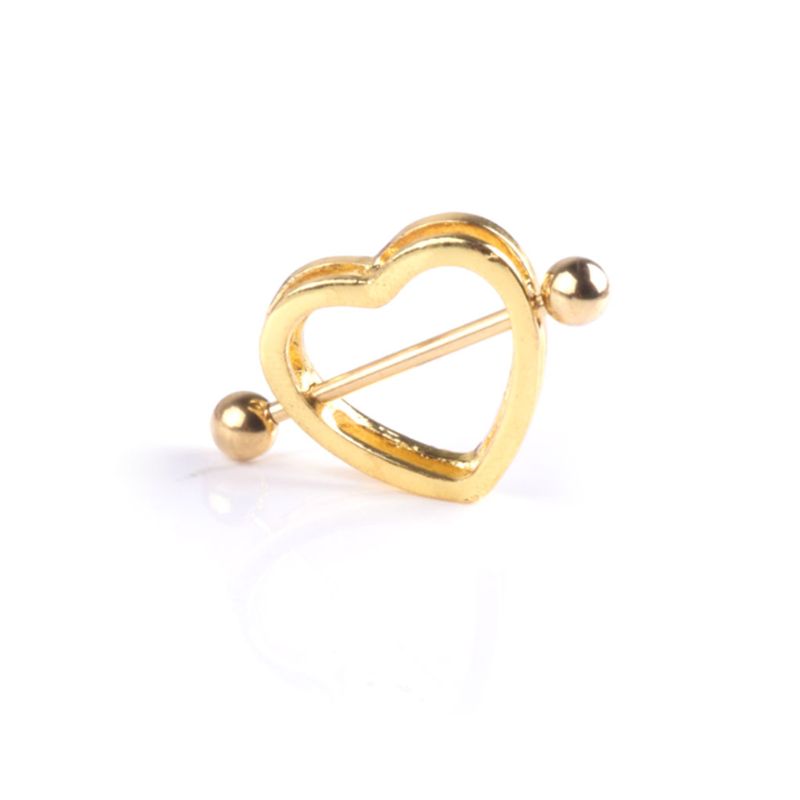 Heart Shape Nipple Rings for Women Men Girls Double Layers Body Piercing Barbell Shiny Women Breast Jewelry Decoration