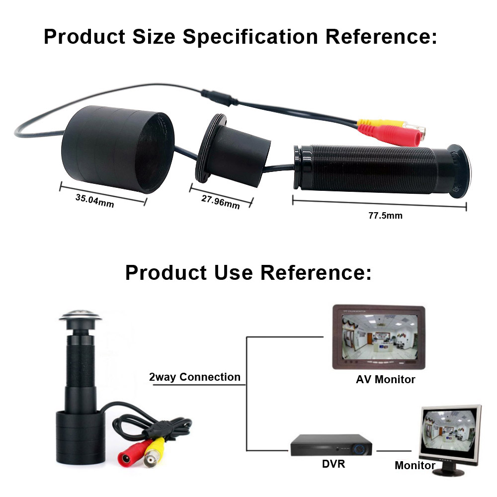 1200TVL / 800TVL Door Eye Peephole Analog Camera Wide Angle Indoor Home CVBS Video Surveillance Camera For TV/ Monitor /DVR Syst
