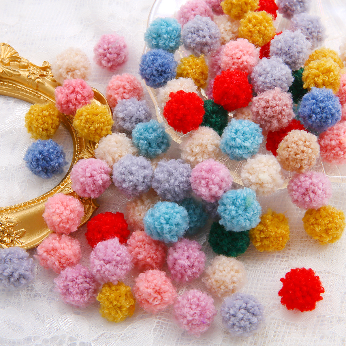 15/20mm Soft Round Pompom Balls Fluffy Pom Pom Beads Charms Pendant For Kids DIY Earring Handcraft Christmas Sewing Supplies