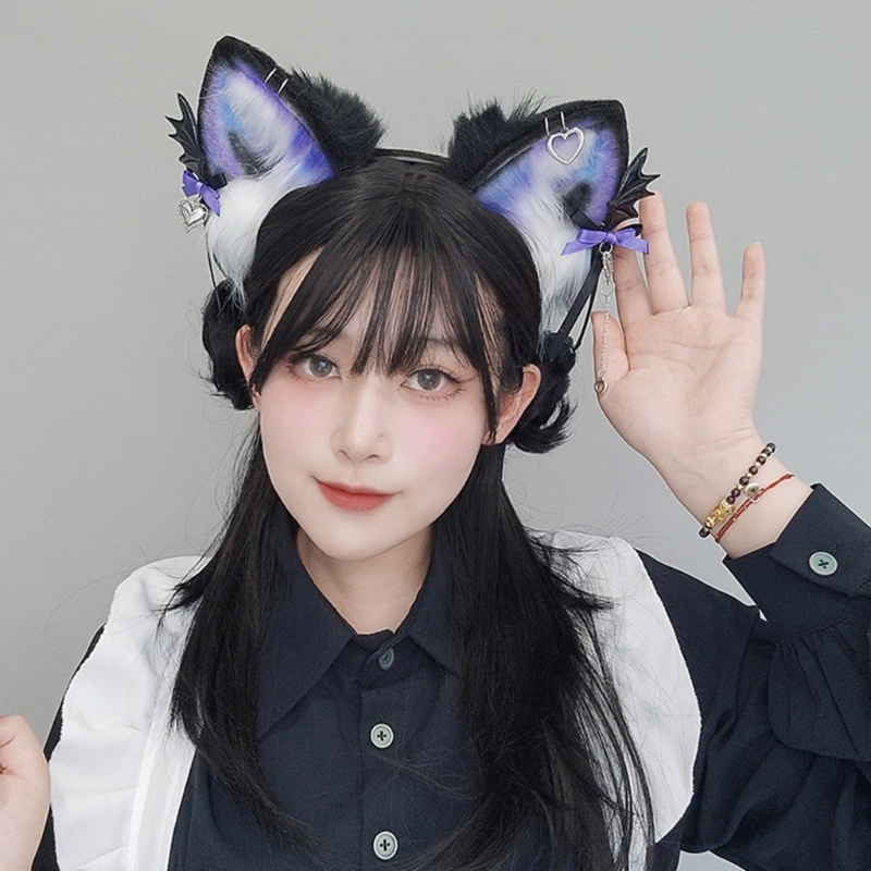 Gothic Lolita Animal Ear Shape Headband Anime Cosplay Props Beast Wolf Hair Hoop Furry Party Costume Hairband Role Playing Props