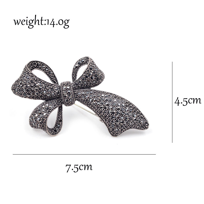 CINDY XIANG Cute Vintage Rhinestone Bow Brooches for Women Big Elegant Bowknot Pin Winter Style High Quality Broches Gift