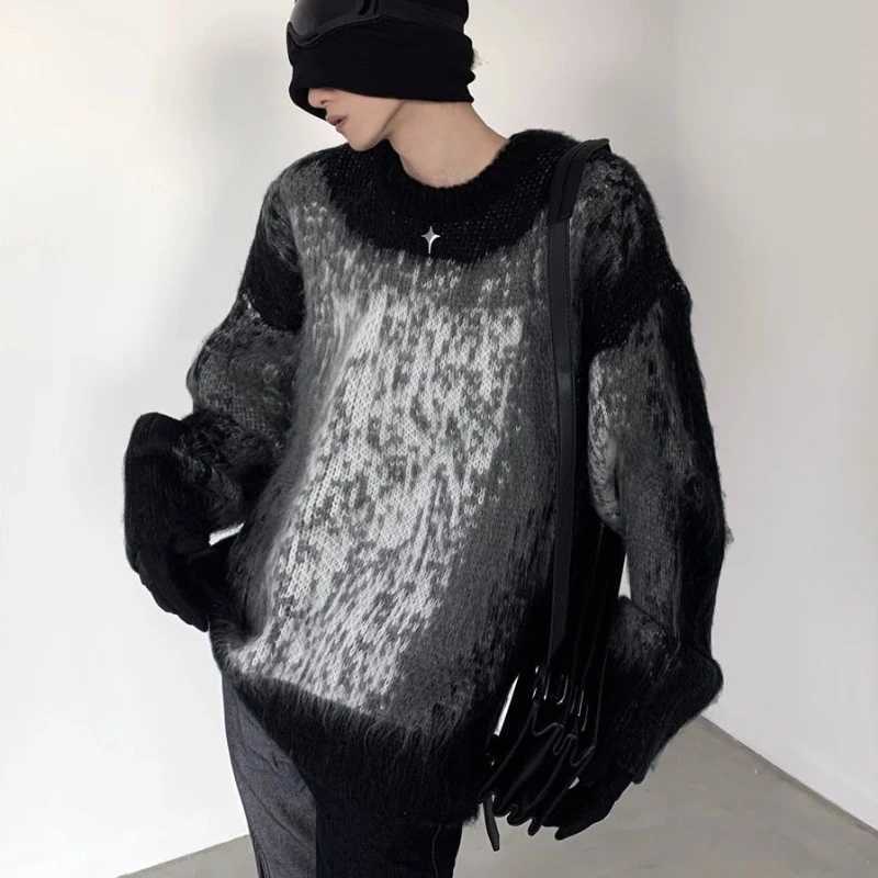 Men's Sweaters Autumn Winter Niche Contrast Color Tie-dye Sweaters Men Women Loose Casual High Strt Knitted Sweater Pullovers Male Clothes Y24062