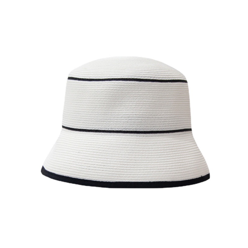 French Hepburn Style Summer Large Brim Bucket Hat Floppy Wide Brim Black White Sun Cap Beach Foldable 2022 Hats for Women Lady