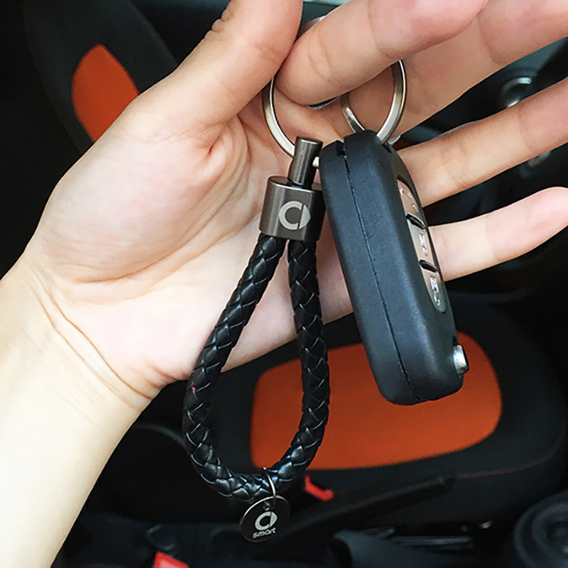 car keychain hand-woven car logo key chain key ring car key ring ring bracket for Mercedes Smart Fortwo Forfour 453 451 450