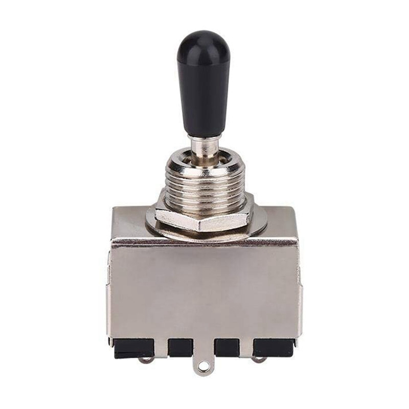 6Pc Guitar 3 Way Toggle Switch, Metal Enclosed 3 Way Selector Switch With Black Tip Knob For Lp Style Electric Guitar