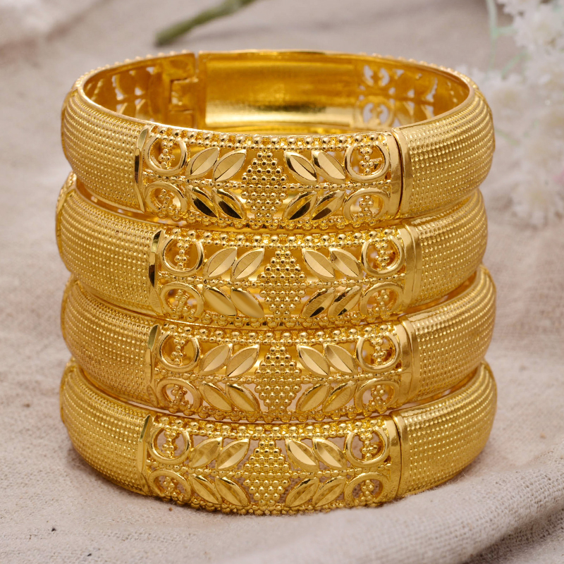 4Pcs/lot Bracelet Ethiopian Africa Gold Color Bangles For Women wheat Bracelet African Wedding Jewelry Middle East Items