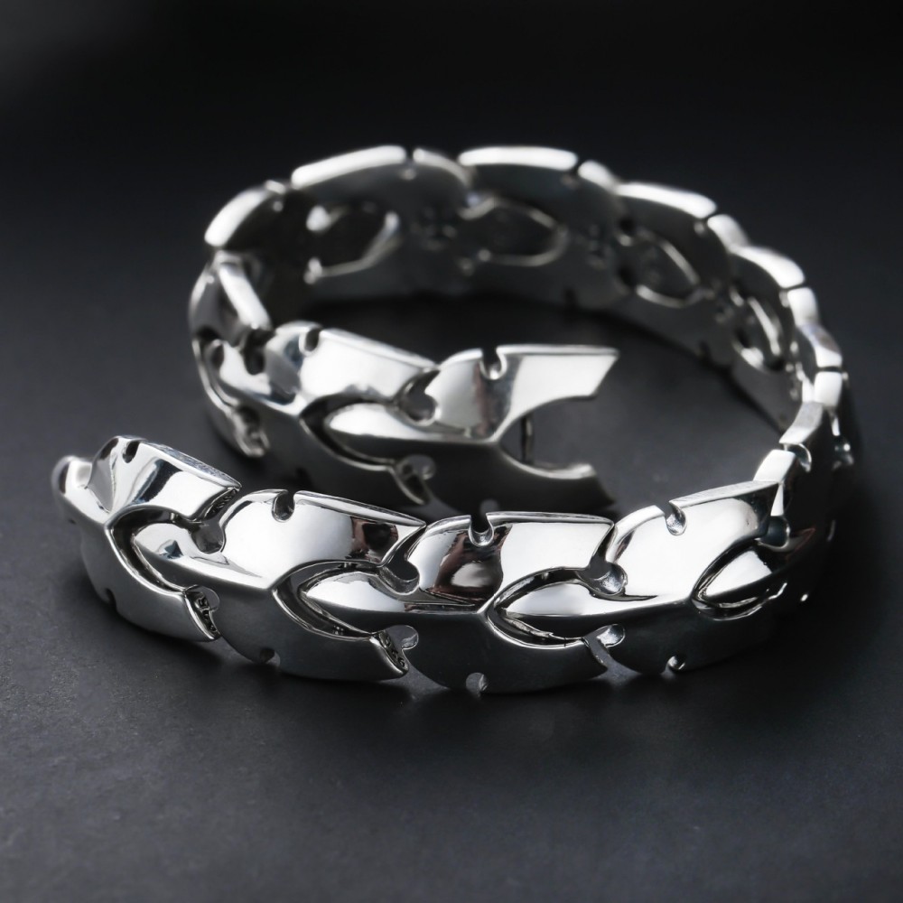 BOCAI s925 Pure Silver Jewelry Width Centipede Shape Japan and South Korea Personality Hipster Man Bracelet Smooth Free Shipping
