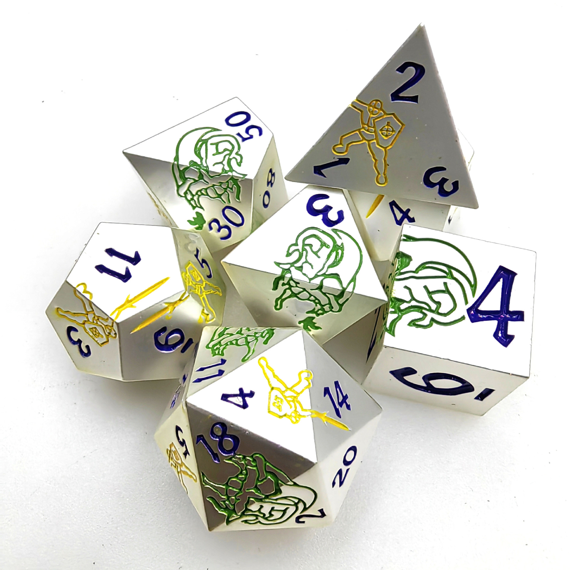 Polyhedral Metal Dice Set, DND and RPG, Role Playing, Table Board Game, Digital Dice, D20, D12, D10, D8, D6, D4, Number Dice, 7P