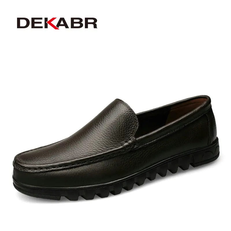 DEKABR Genuine Leather Black Brown New Flat Shoes Classic Hand Sewing Men Quality Flats Atos Hombres Big Size 37-48 D580