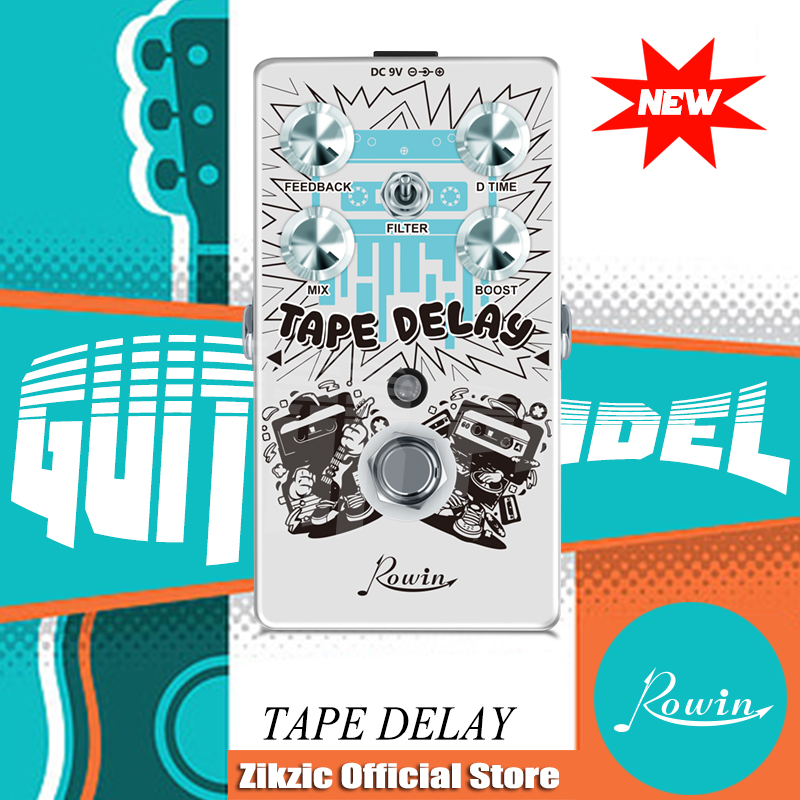 Rowin Tape Delay Guitar Effect Pedal with Reverb Boost Effect Pedal Combined Combined With Bass Effects Wide Range Delay RE-01