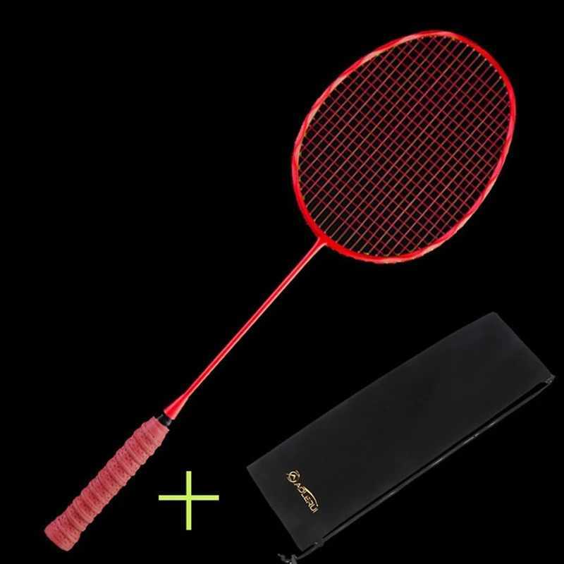 Badminton Rackets 1pcs Ultralight Badminton Racket Carbon Badminton Racquet Carbon Fiber Grips Offensive Defensive Training Racket With Bag 240122