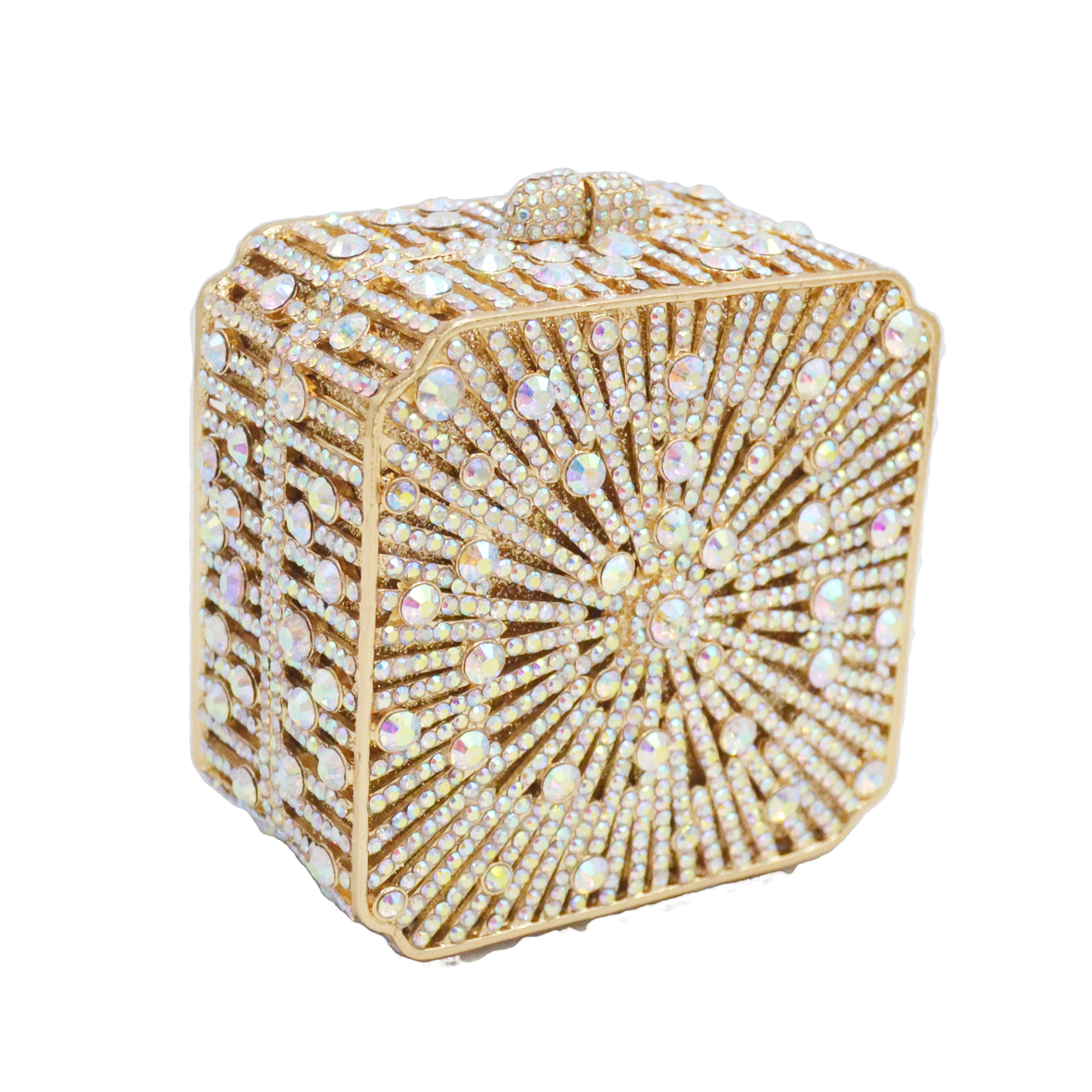 Stylishly Gold Rhinestone Clutch bag women Purse square Crystal handbag Cocktail party purse Evening Bag 88356