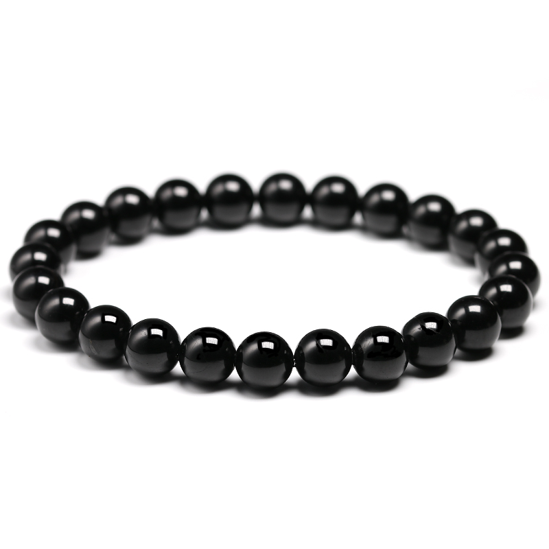 Natural Black Tourmaline Bracelet 6 8 10 mm Stone Beads Bracelet Gem Stone Energy Bracelet Men Yoga Energy Handmade Women Gift