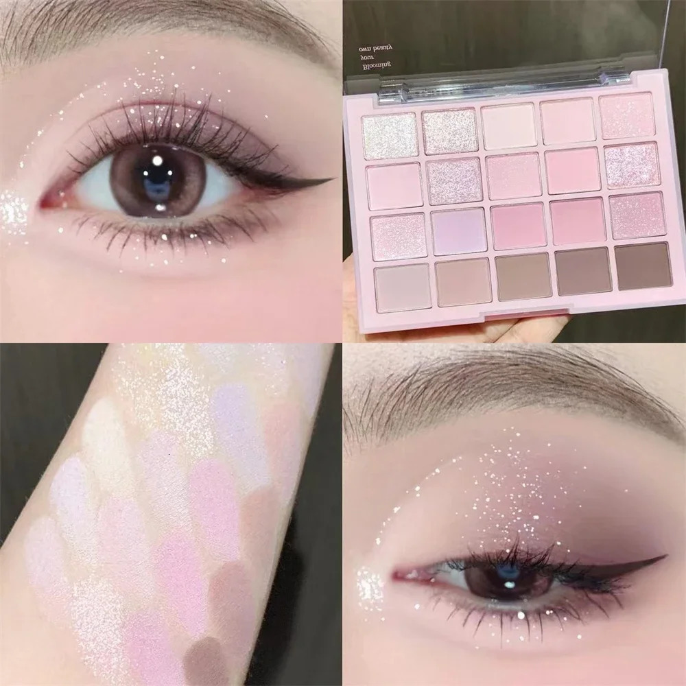 20-Color Pink Brown Eyeshadow Palette Matte Pearlescent Low Saturation Long Lasting Waterproof Glitter Eye Shadow Eye Makeup 240624