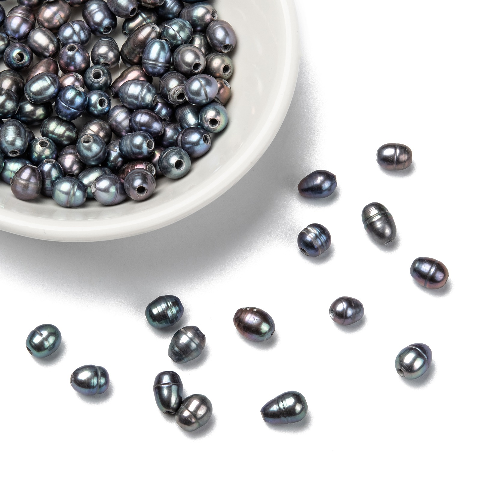 100Pcs 7-10mm Natural Cultured Freshwater Pearl Oval Large Hole Pearl Loose Beads For Bracelet Necklace DIY Craft Jewelry Making