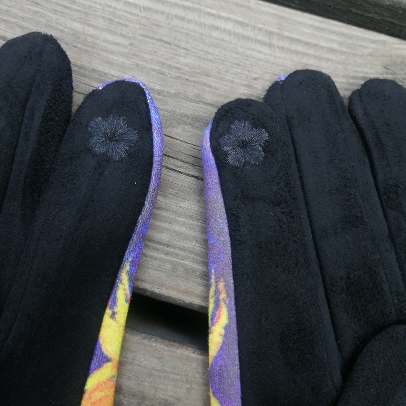 Visual Axles Women Spring Touch Screen Gloves Designer Sunflower Driving Mittens Femme Luxury Brand Sport Cycling Ski Gloves New