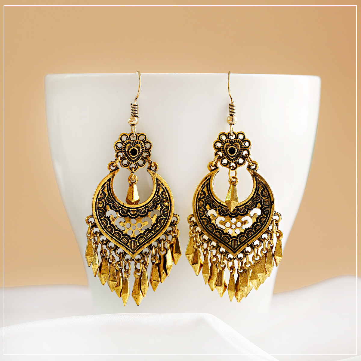 2021 Bohemia Retro Gold Color Earring For Women Gypsy Flower Tassel Dangling Earrings Turk Jhumka Indian Jewelry Gift
