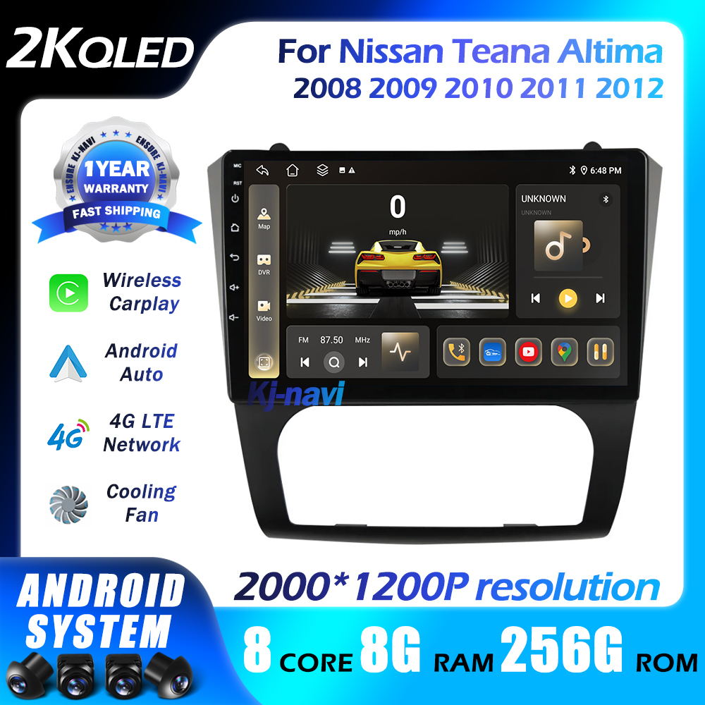 Android 14 For Nissan Teana Altima 2008 2009 2010 2011 2012 Carplay QLED Radio Stereo CarPlay Car Multimedia Player WIFI 4G BT