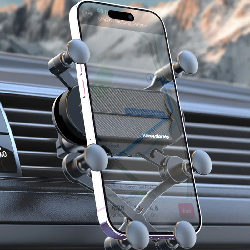 6 Points Solid Fold Gravity Car Phone Holder Air Vent Mounts Cell Phone Holder in Car Mobile Android Auto Universal GPS Stand