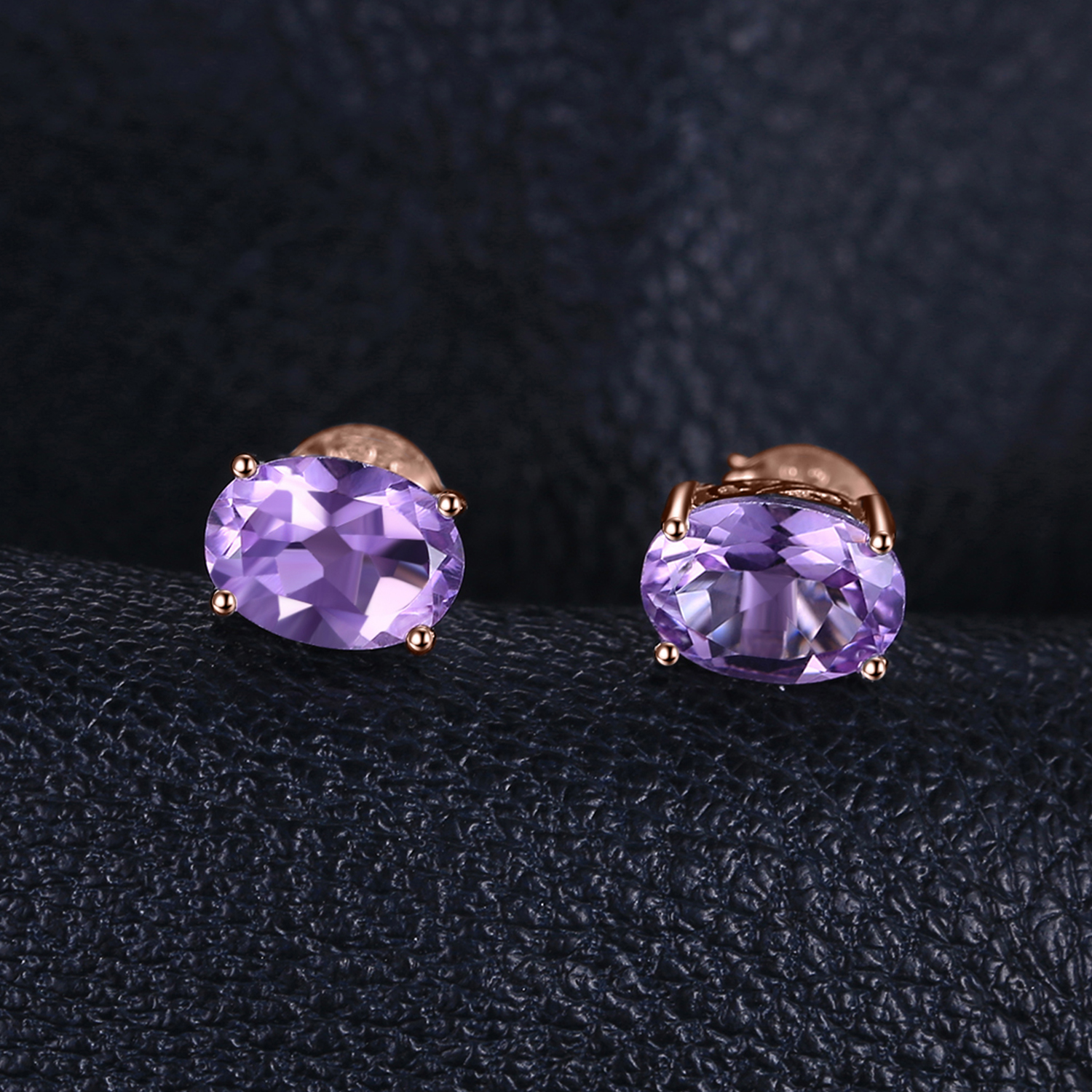 JewelryPalace Rose Gold Yellow Gold Plated Oval Natural Amethyst Citrine Garnet Topaz Peridot 925 Sterling Silver Earrings Woman