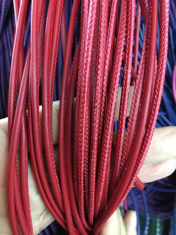 3MM Round Nappa Stitched Leather Cord High Quality Premium Leather Cord 10 meters/lot