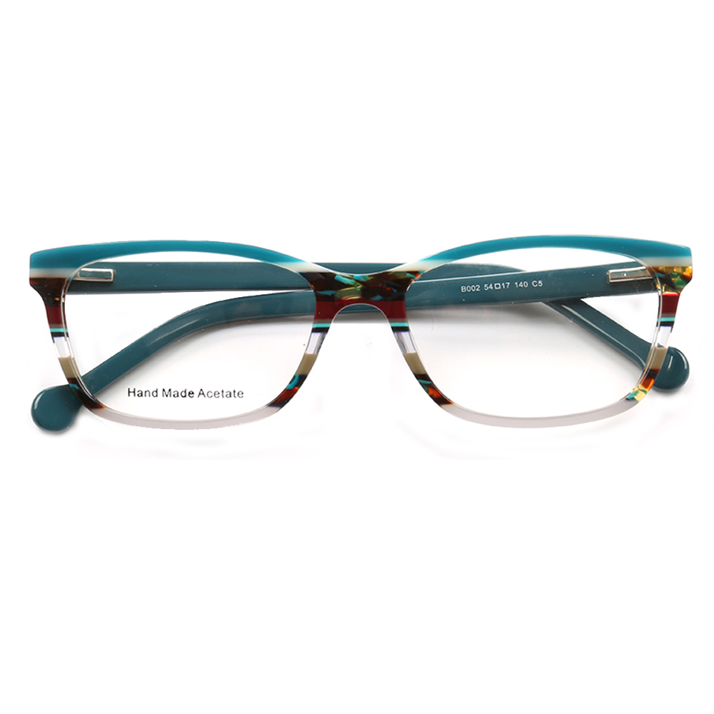 Women Cat Eye Classic Eyeglass Frame for Women Square Fashionable Full Rim Optical Glasses Rx Spectacles Acetate Striped Eyewear