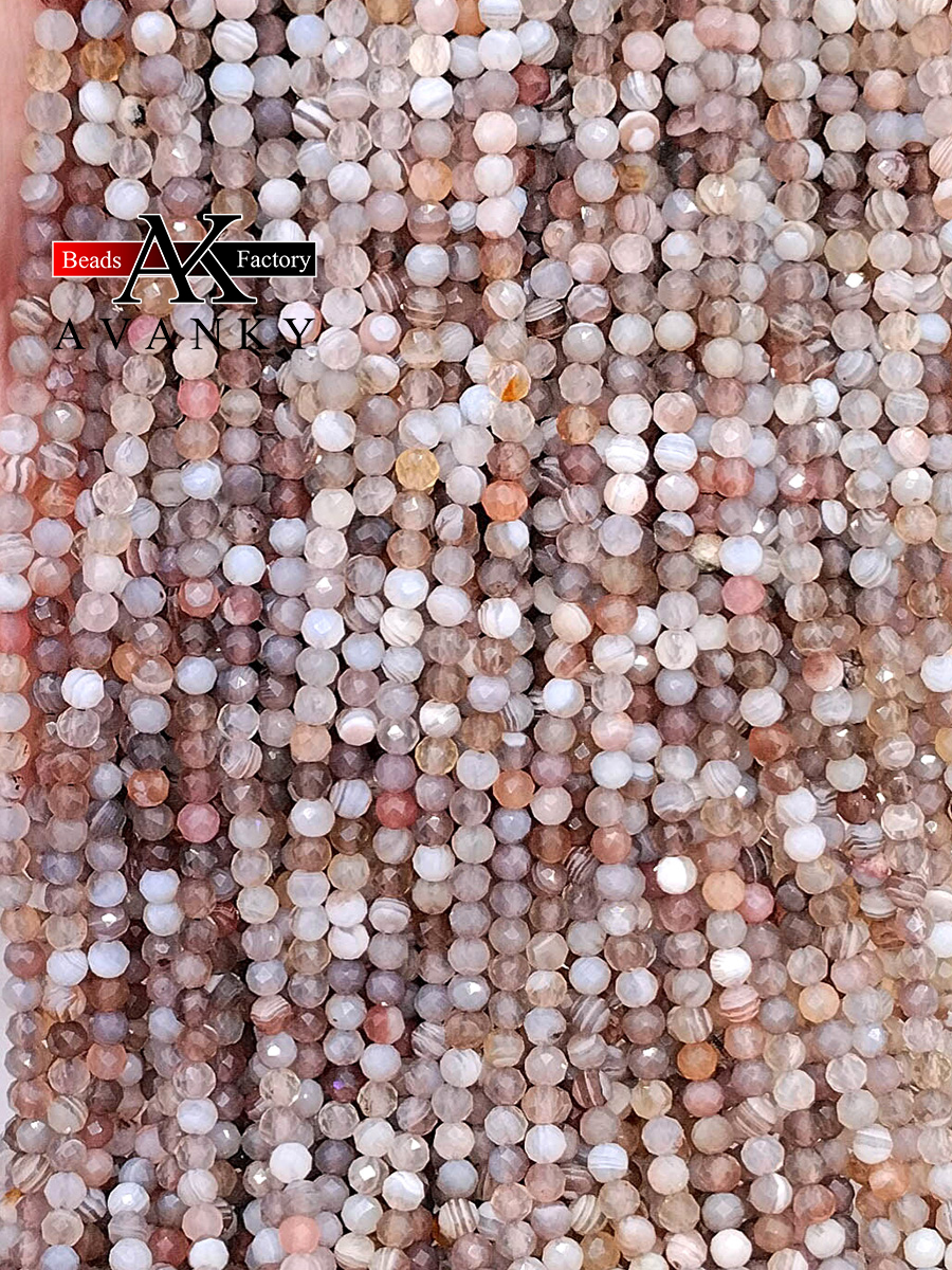 Wholesale Natural Stone Botswana Sardonyx Agates Faceted Loose Beads 2 3 4MM for Braceet Necklace Making 15"