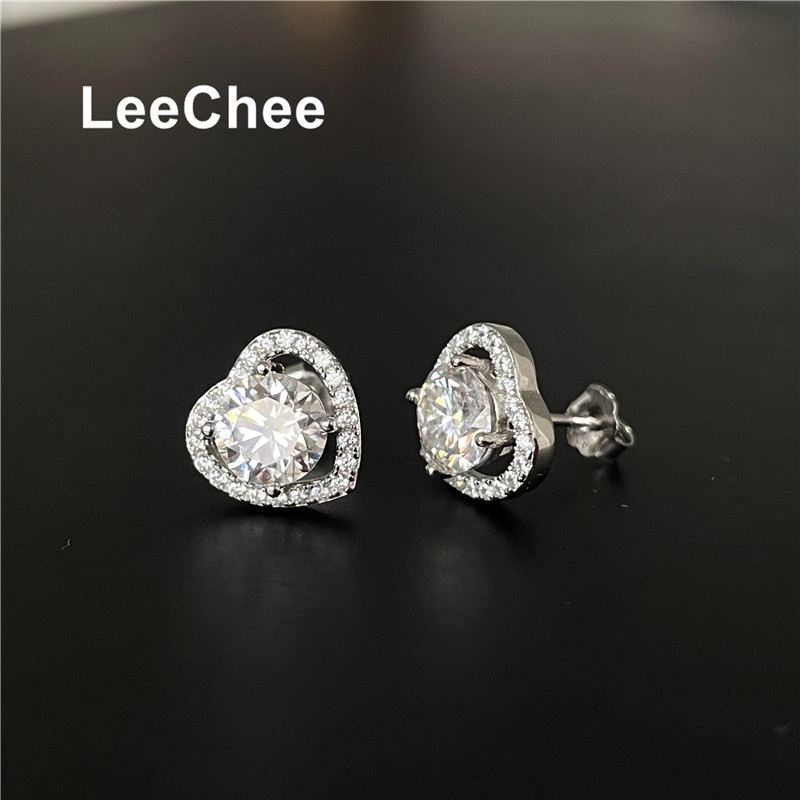 Moissanite Sted Earring 1CT 6.5MM VVS Lab Diamond Fine Jewelry for Women Wedding Party Anniversary Gift Real 925 Sterling Silver