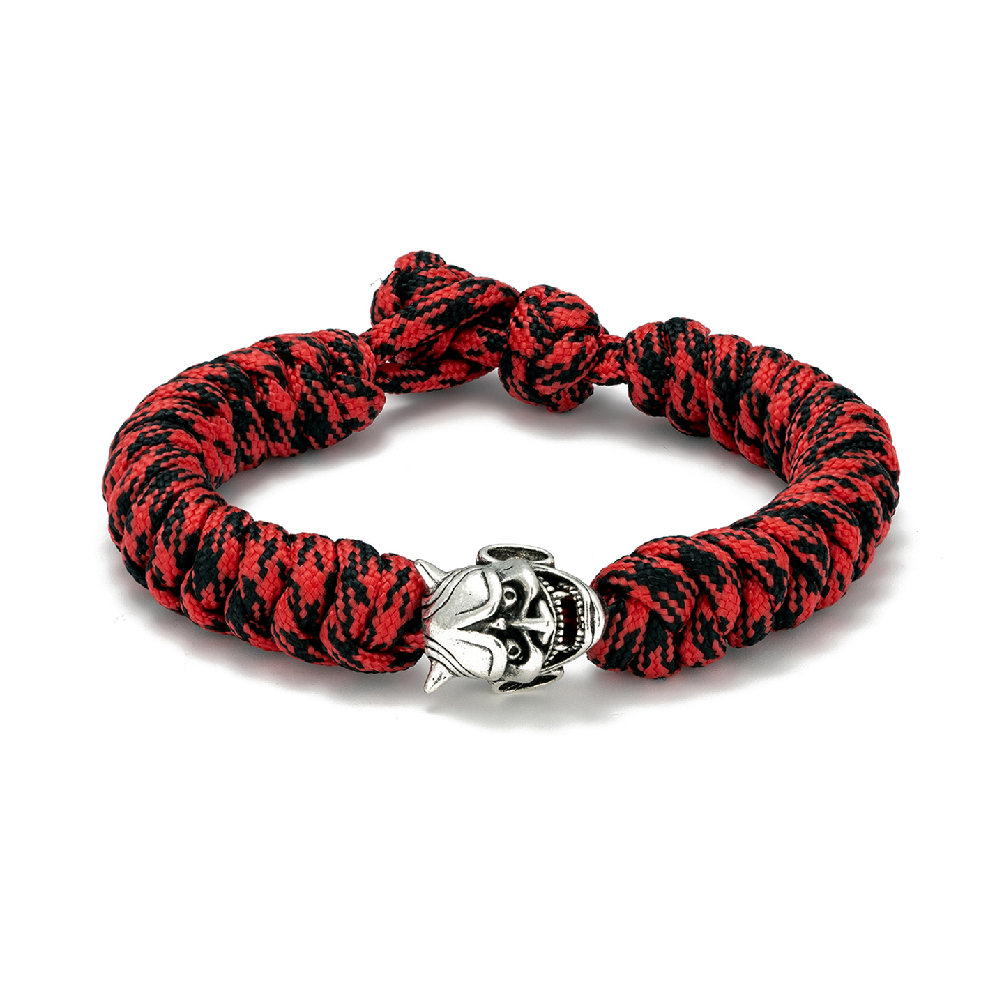 Simple Retro Noh Mask Bracelets Mens Amulet Japanese Hannya Wristband Adjustable Handmade Paracord Rope Outdoor Survival Jewelry