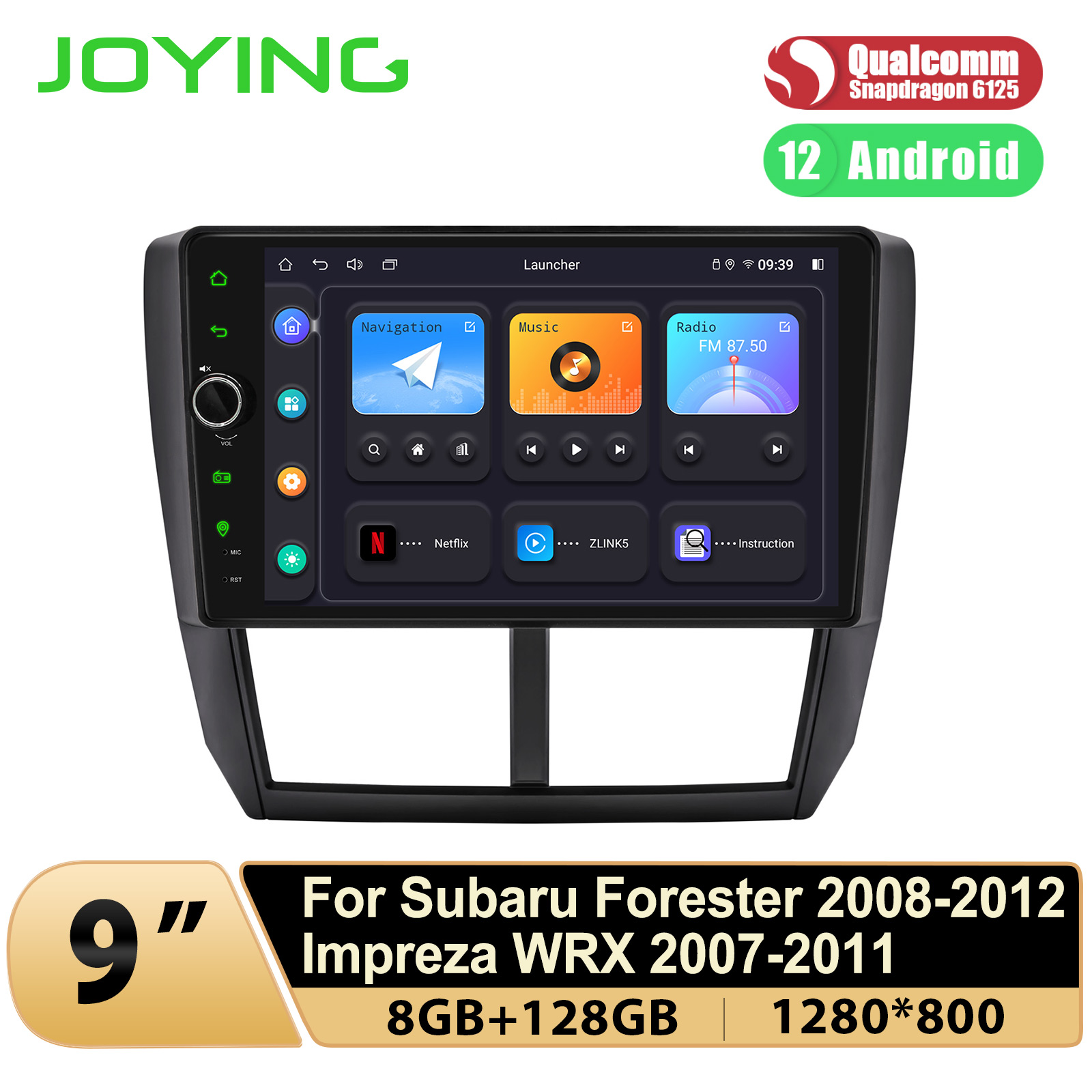 JOYING 9"Android 12 Car Multimedia Video Player Radio Stereo For Subaru Forester Impreza WRX 2008-2012 With Qualcomm Snapdragon