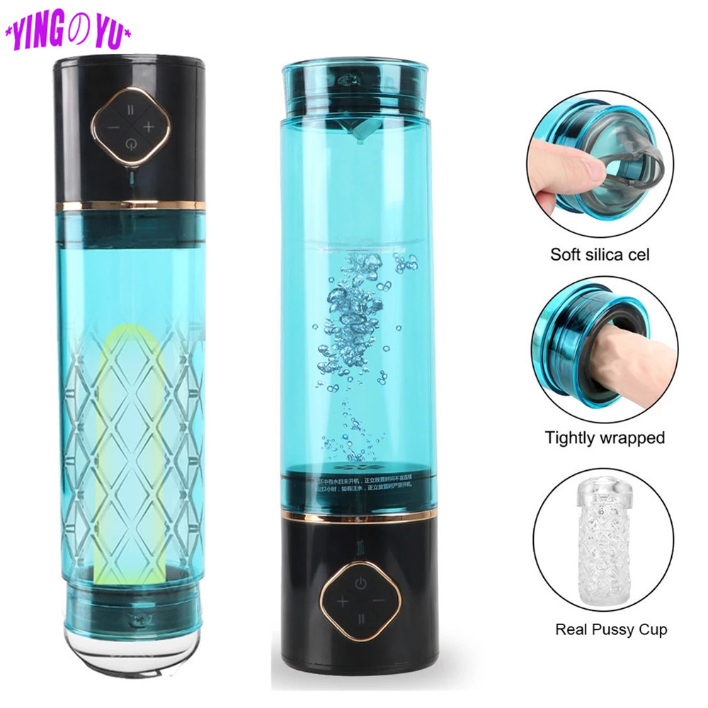 Electric Water Bath Penis Increase Vacuum Pump Dick Enlargement Cock Trainner Clear Vagina Cup Male Masturbator Sex Toys For Men