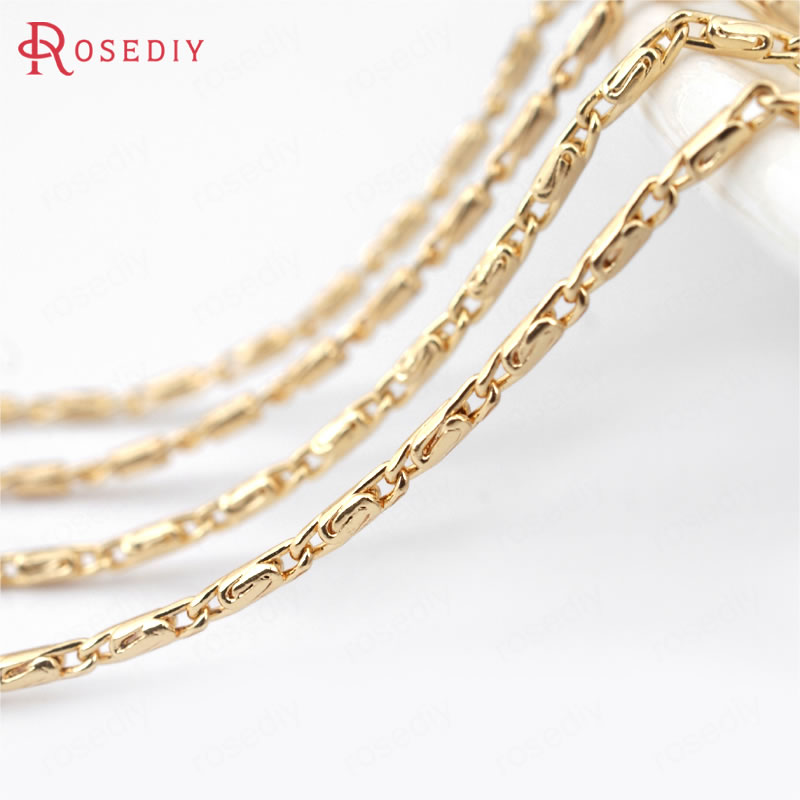 24K Gold Color Brass Long Oval Shape Special Link Necklace Chains Bracelets Jewelry Chains Jewelry Making Supplies Findings
