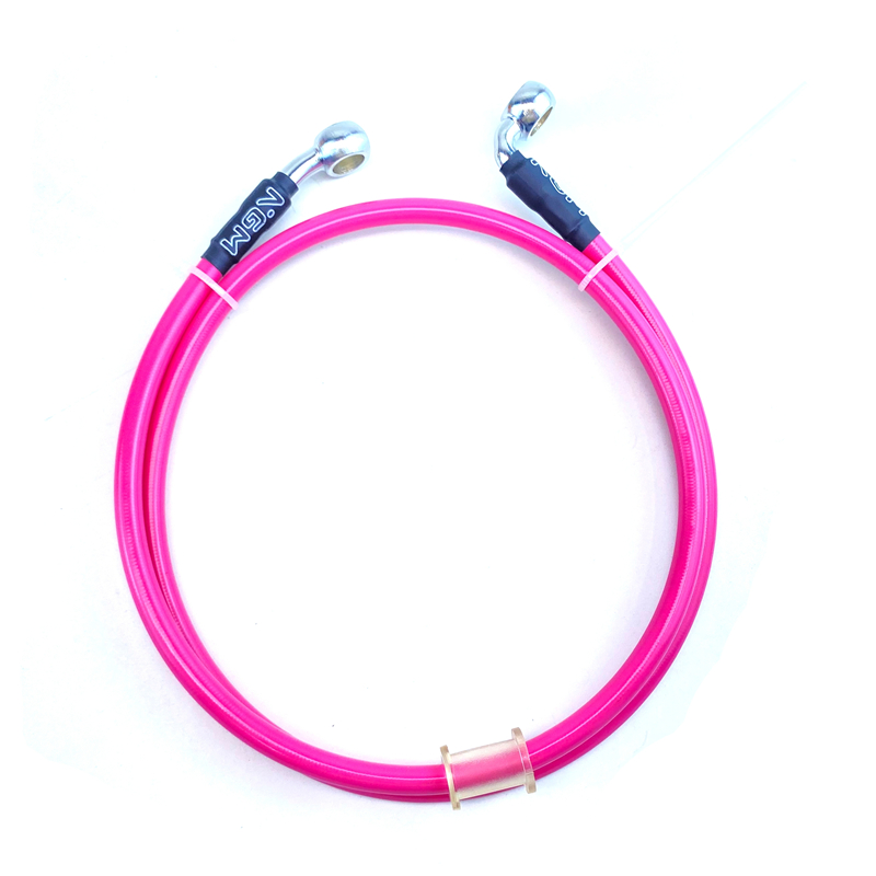 M10 28 90 Degree Motorcycle Dirt Bike Braided Line Steel Brake Hose Cable Hydraulic Banjo Pipe 400mm-2200mm for Universal Racing