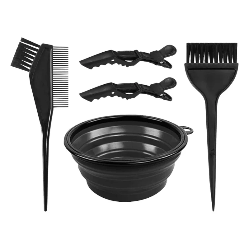 5pcs Professional Color Mixing Bowl Barber Beauty Double Side Comb Washable Hairdressing Brush Hair Dye Set Home Highlighting