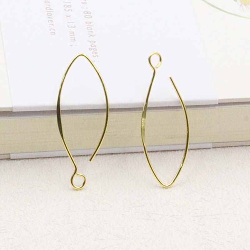 Genuine Real Solid 925 Sterling Silver Earring Hooks Gold Ear Wire Settings for Making Earrings Jewelry Findings Components 30mm