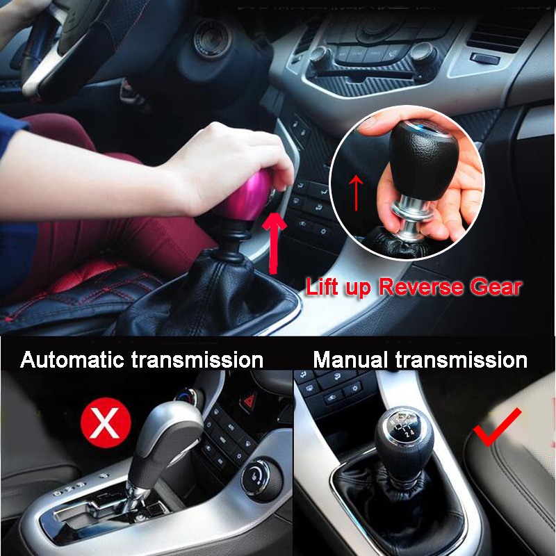 Aluminium MT Manual Car Lift Up Reverse Shift Gear Knob 5 Speed 6 Speed Gear Sticker Lever Shifter Ball