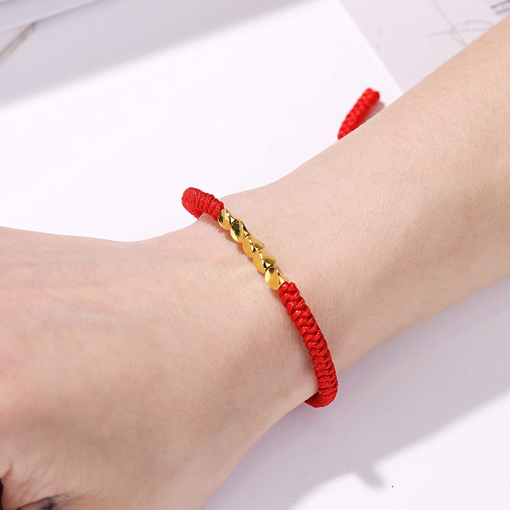 Handmade Tibetan Copper Beads Bracelet Adjustable Knots Pulling Buddhist Bracelets Lucky Ethnic Tibetan Red Thread Bangles Gifts
