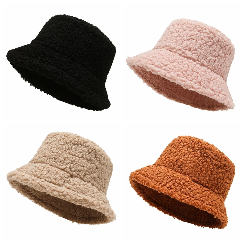 Winter Bucket Hats Women Warming Panama Hat Lady Fluffy Corduroy Double-Side Wear Outdoor Fisherman Cap Hat for Women Size Plus