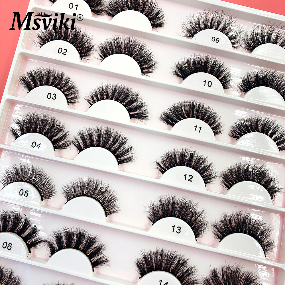 Natural Short 8-20MM Mink Eyelashes Wispy 3D 5D Mink Lashes Bulk Wholesale 16 Pairs False Eyelashes Box Package Makeup Supplies