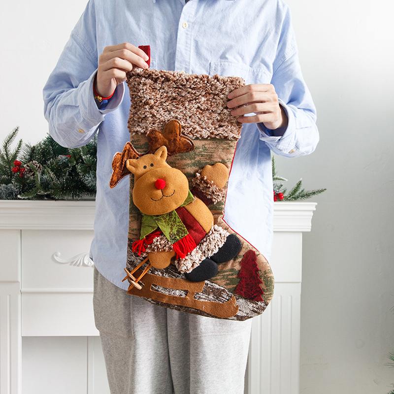 1pc New Christmas Children's Socks Gift Bag Atmosphere Ornaments Large Christmas Socks Gift Candy Socks Surprise Party Hangings