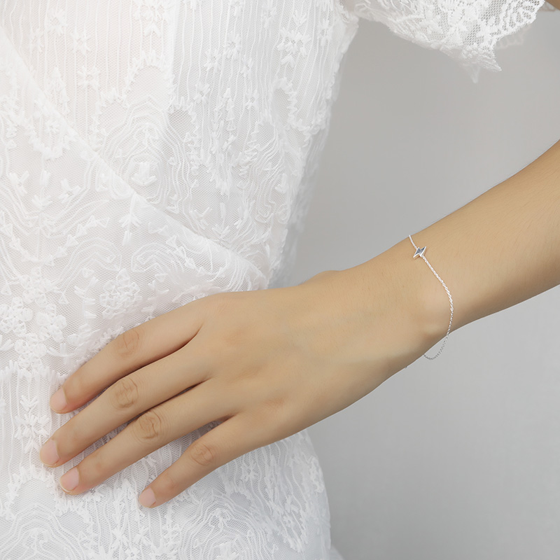 TrustDavis Minimalist 100% 925 Sterling Silver Cute Mini Lightning 16cm Bracelet For Women Girls Lady Birthday Gift DS1895
