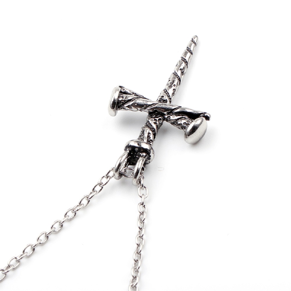 Vintage Men's Nail Shape Cross Pendants Necklace Punk Gothic Men Jewelry New Design Personality Necklace