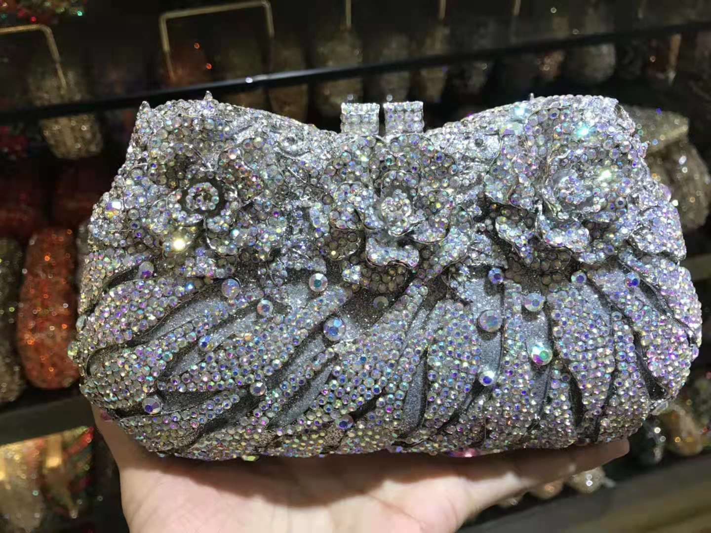 XIYUAN Luxury Crystal Day clutches handcraft rhinestone evening bag soiree sac pochette femme women party purse Clutch Bag Prom