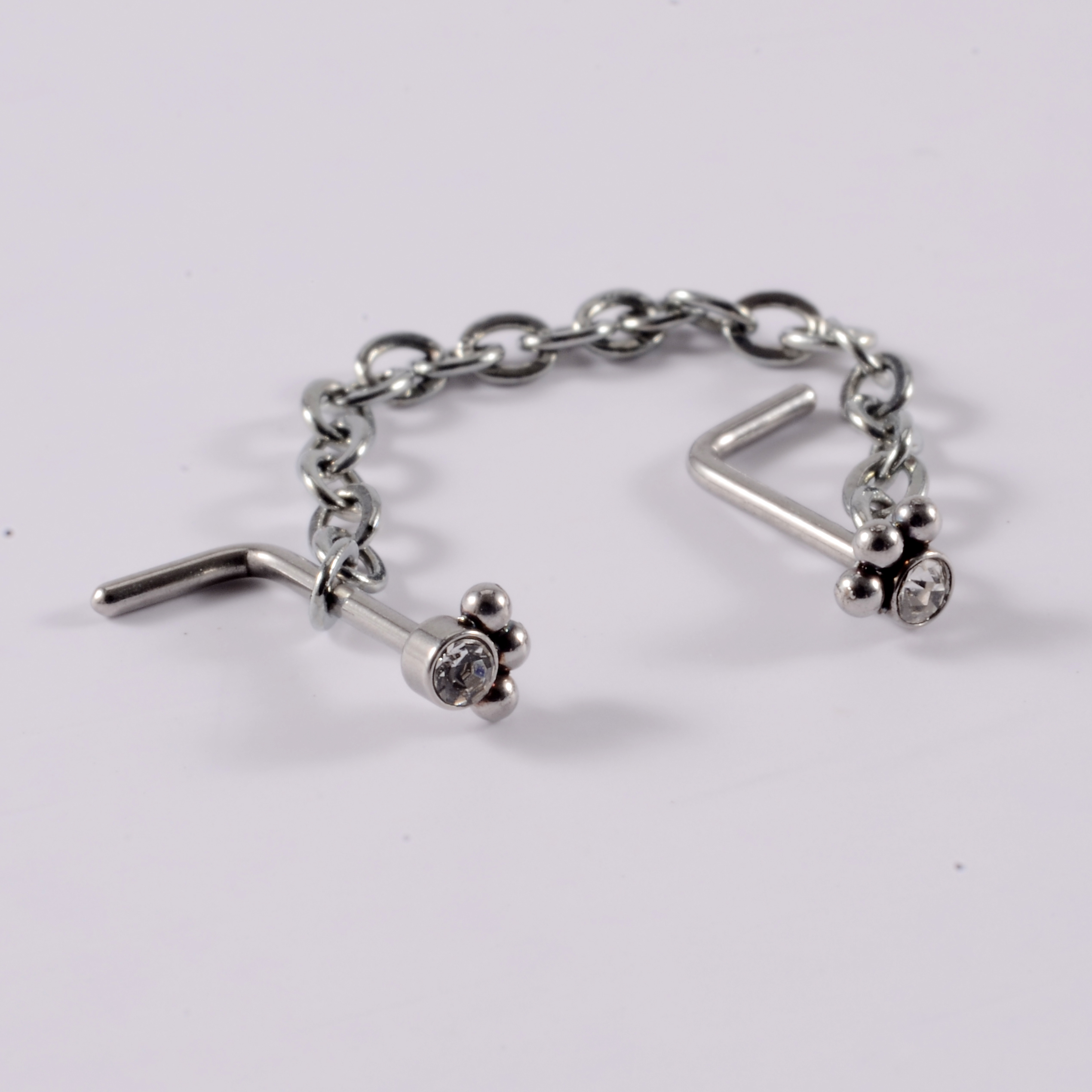 1PC 316L Surgical Steel Nose Chain CZ Crystal Nose Stud Earring Piercing Nariz Piercing Septum Double Nose Piercing Body Ring